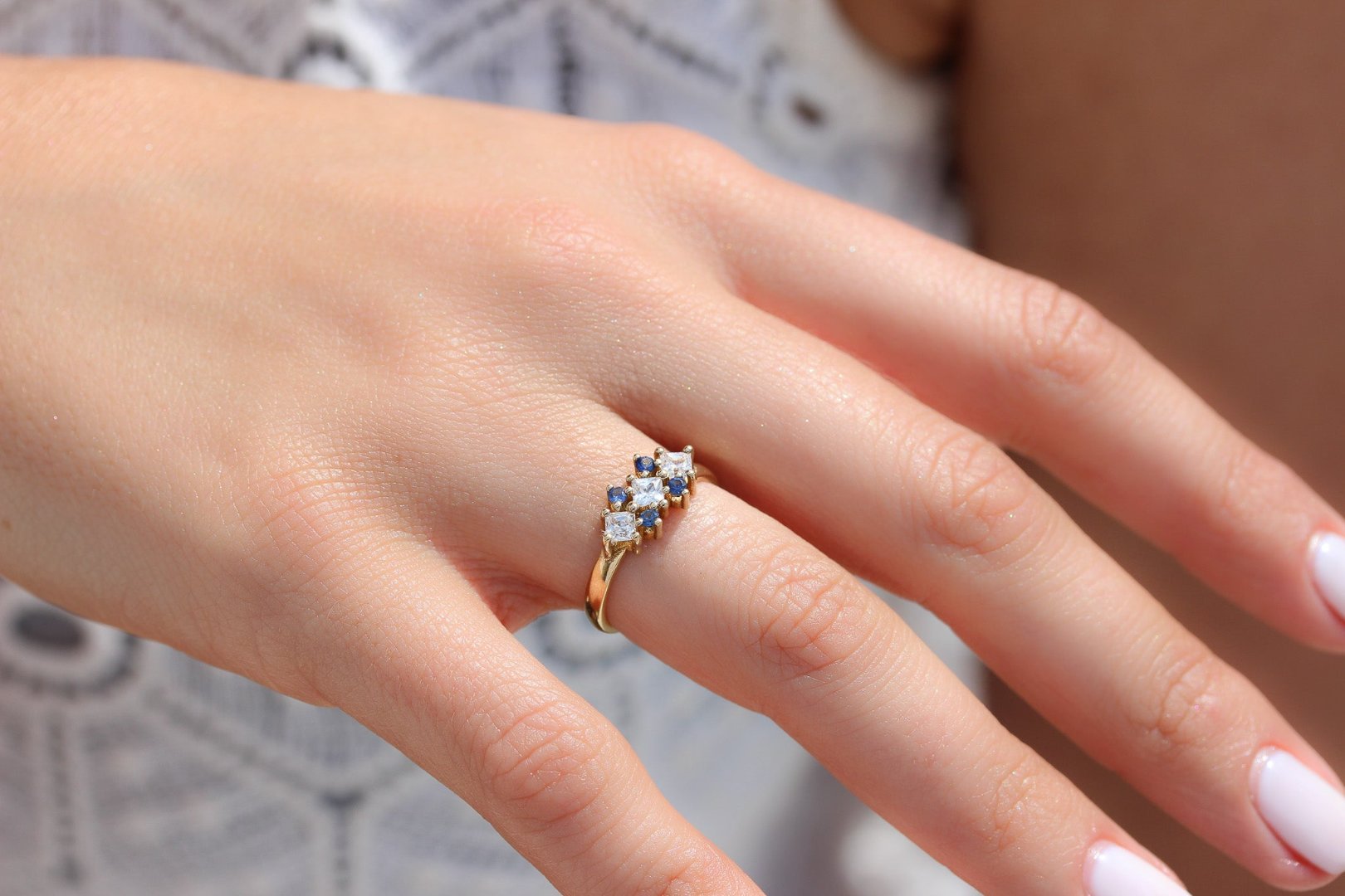 Secret Poison Diamond and Sapphire Ring with Lab Grown Diamonds