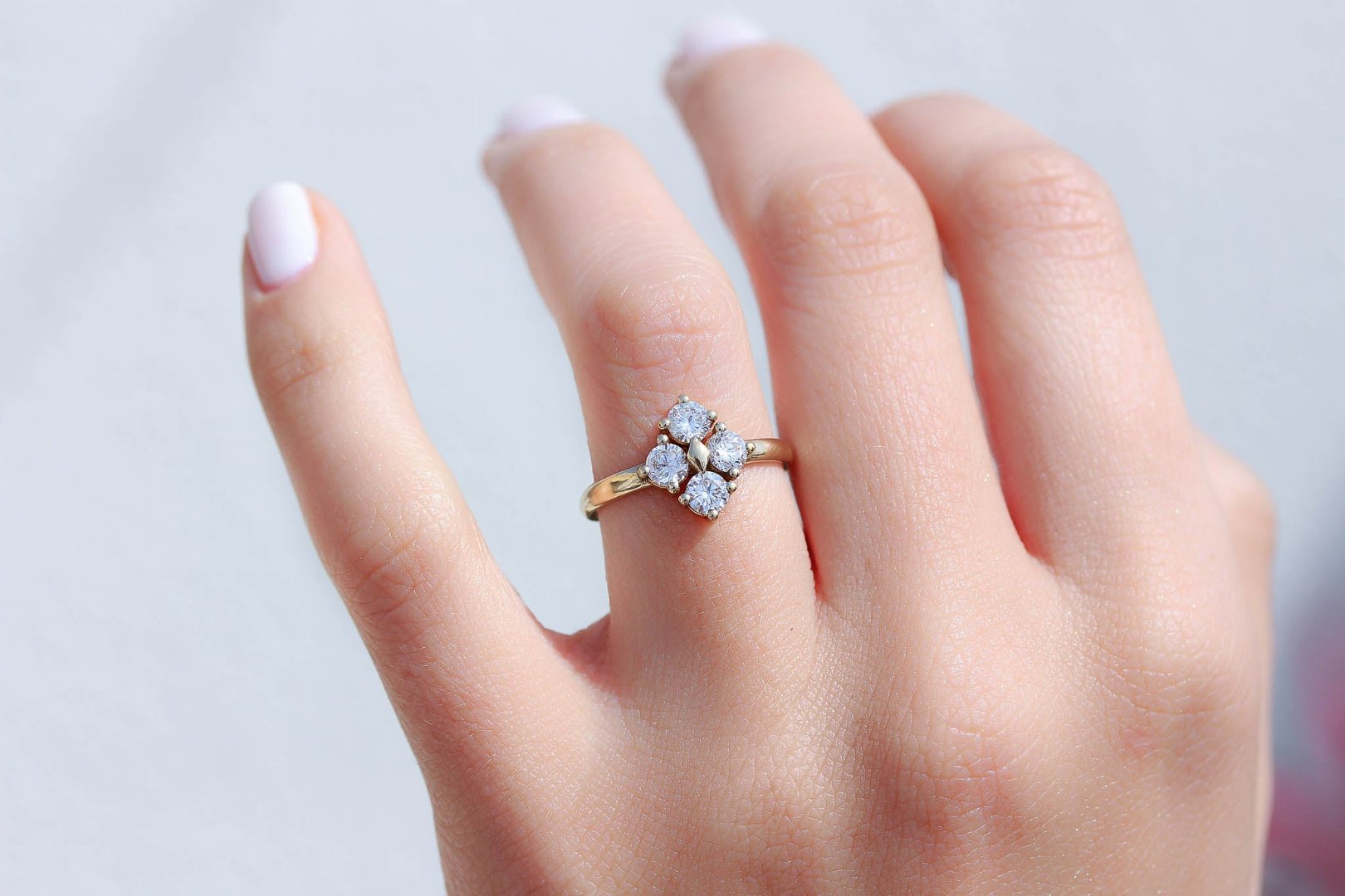 Star Dust Kite Shaped Ring with Lab Grown Diamonds