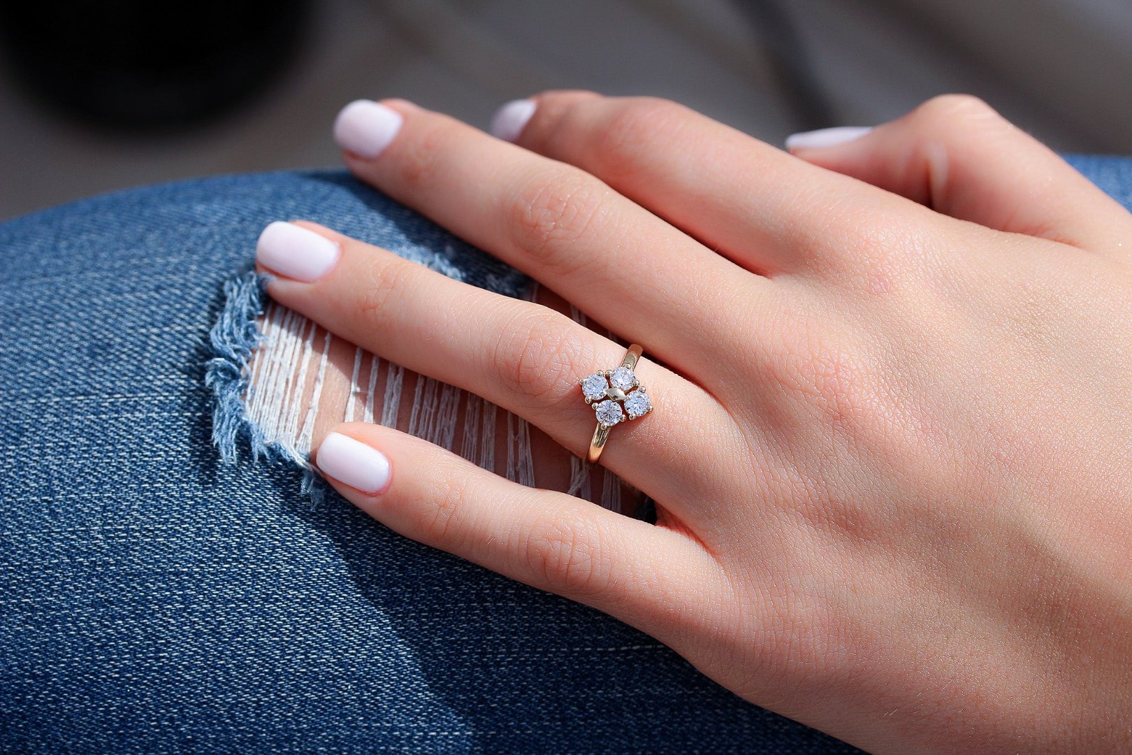 Star Dust Kite Shaped Ring with Lab Grown Diamonds