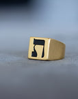 Hebrew Letter TAV Signet Ring טבעת חותם האות תי"ו
