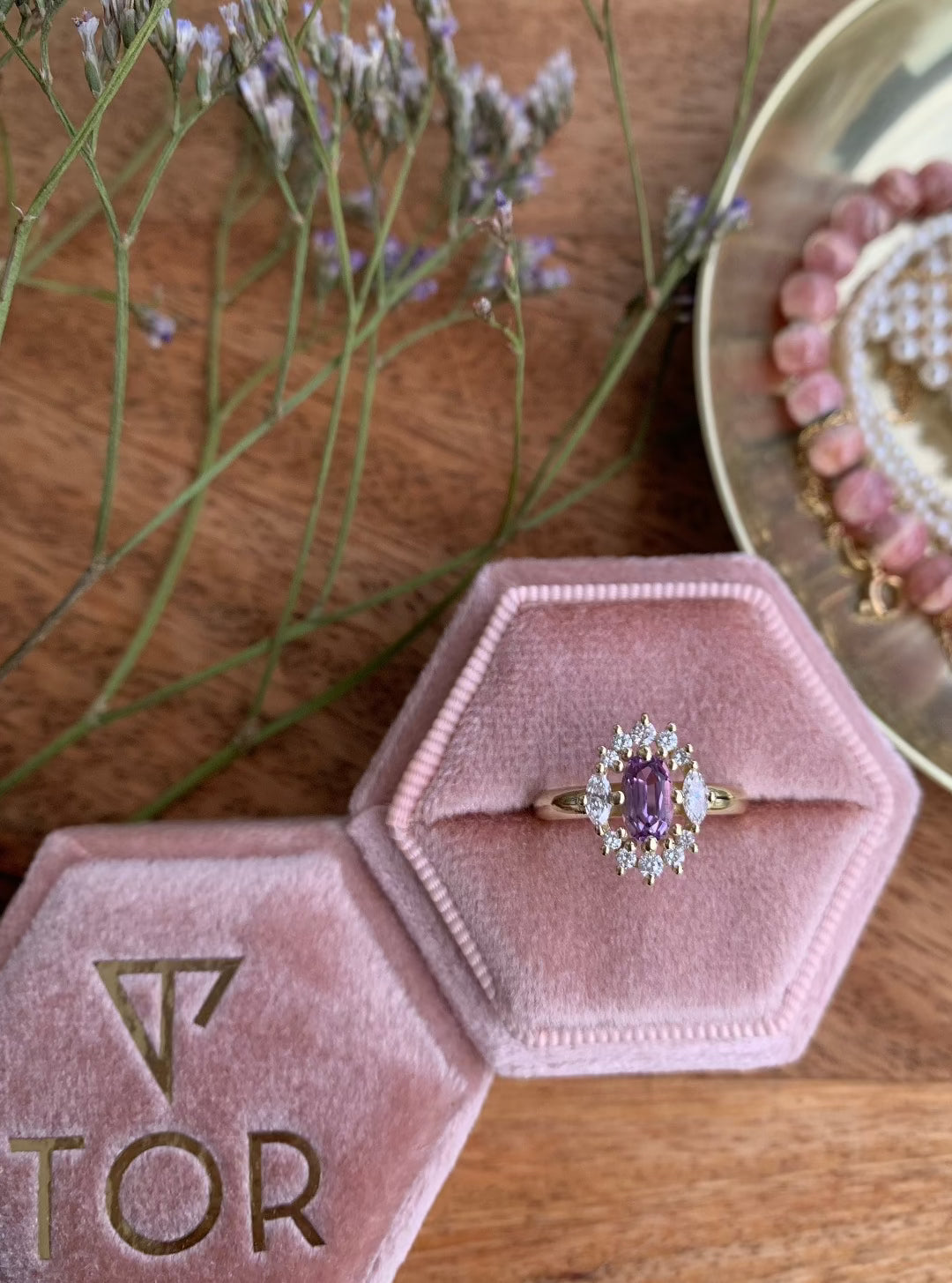 Purple Haze Diamond Ring with an Oval Cut Amethyst