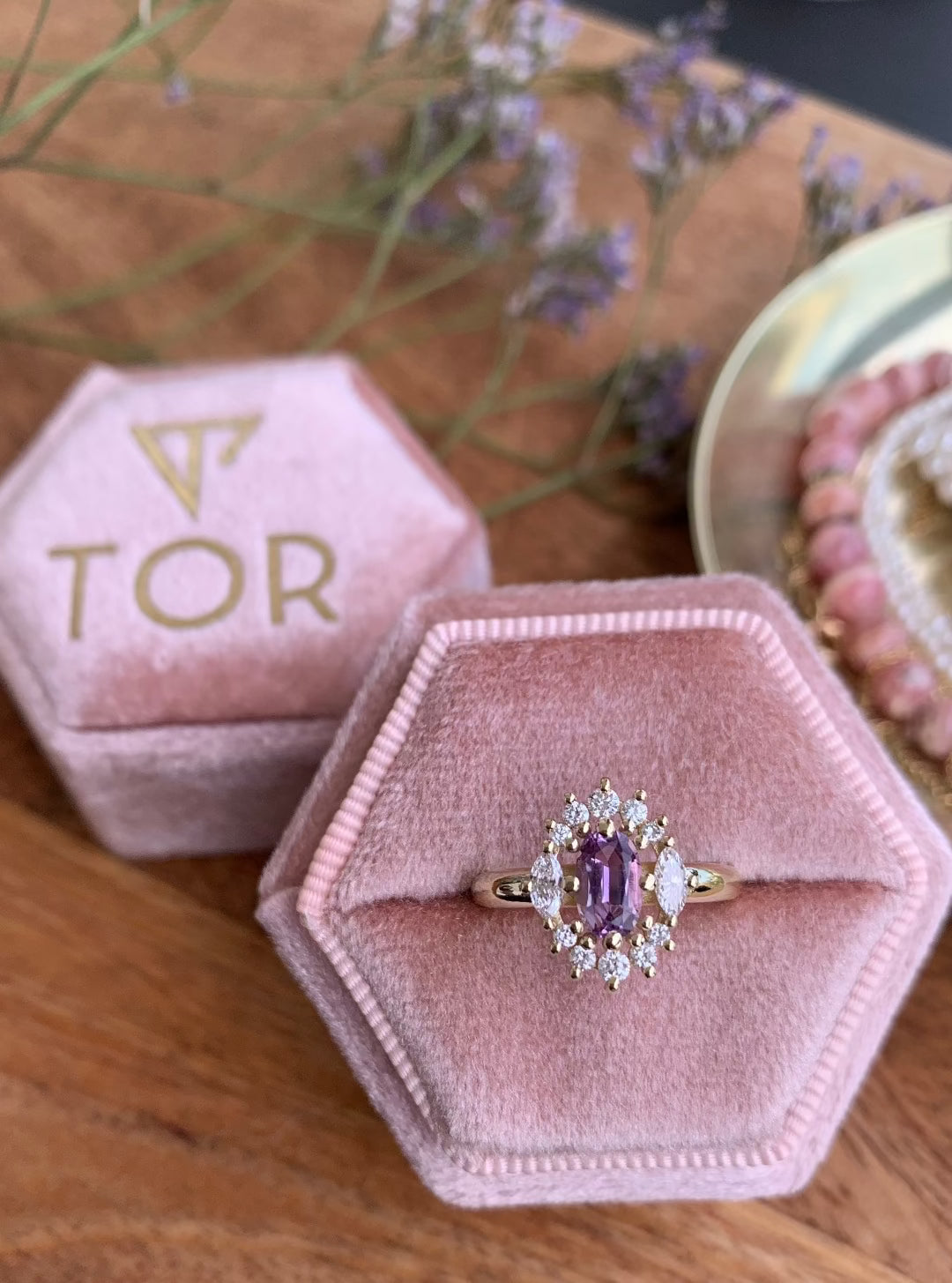 Purple Haze Diamond Ring with an Oval Cut Amethyst