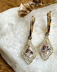 Pink Morganite and Lab Grown Diamond Earrings