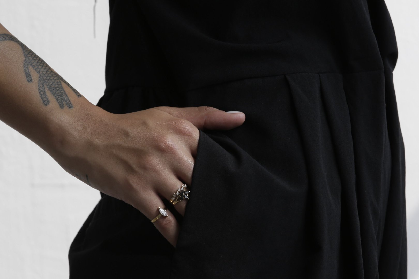 Black Iris Flower Ring with Marquise Cut Black Onyx