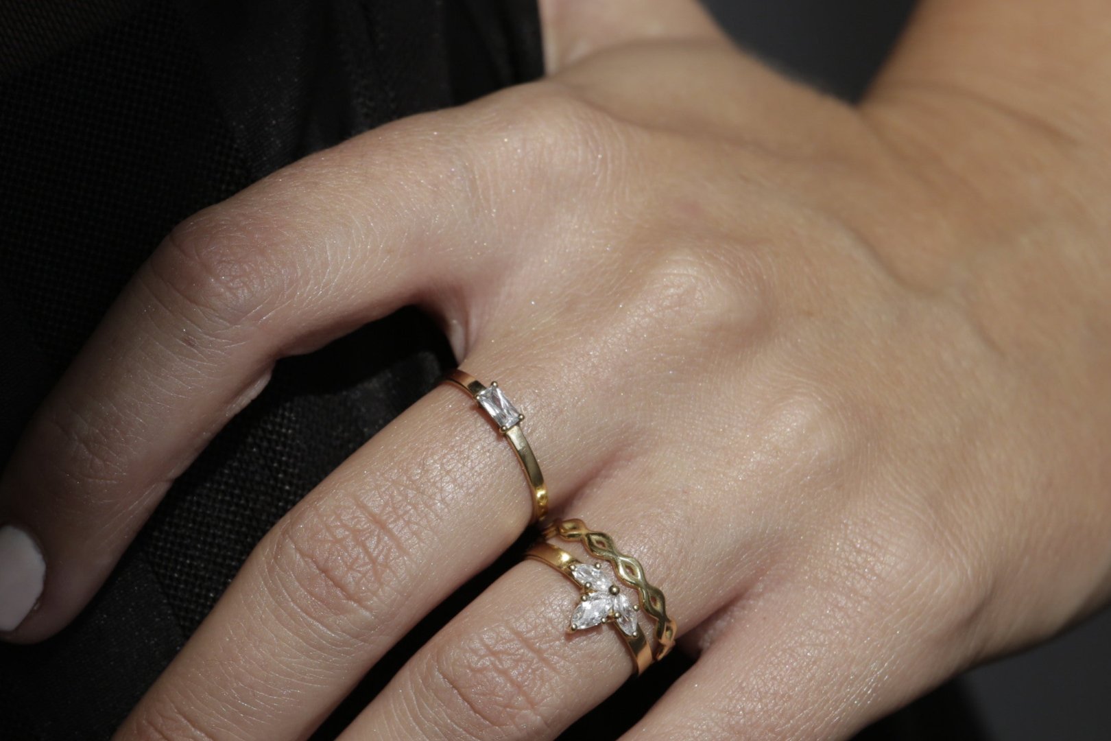 French Diamond Ring with Baguette Cut Diamond