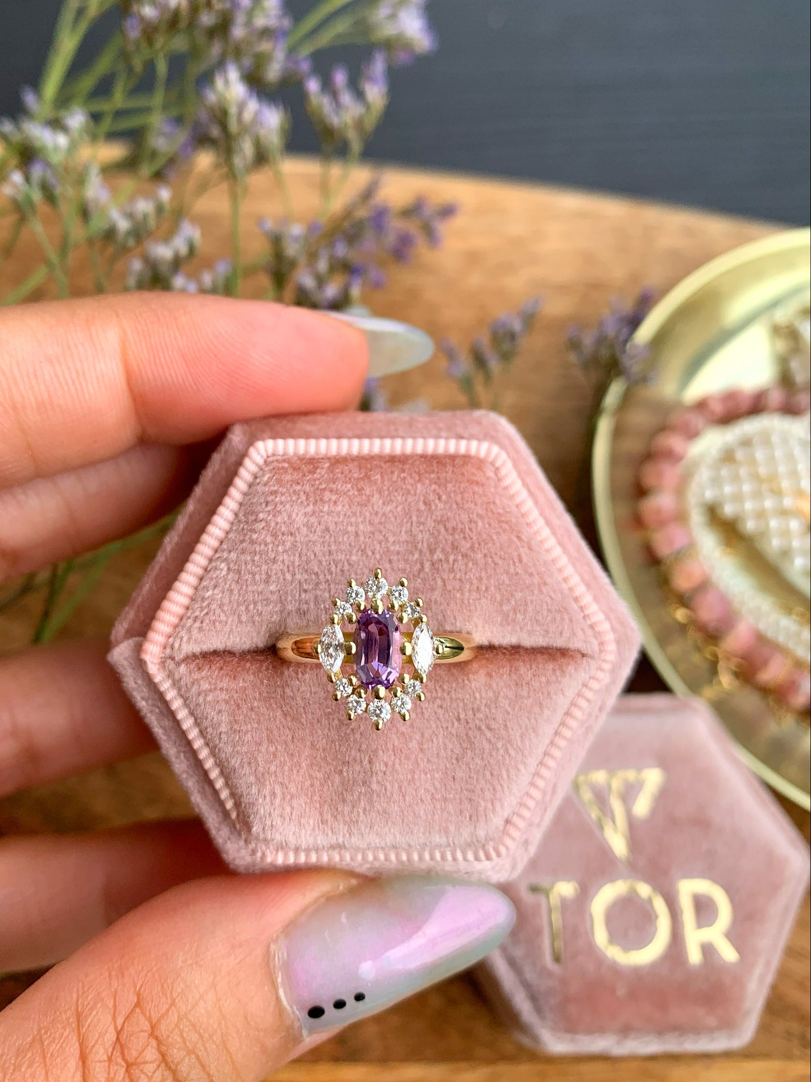 Purple Haze Diamond Ring with an Oval Cut Amethyst – TOR