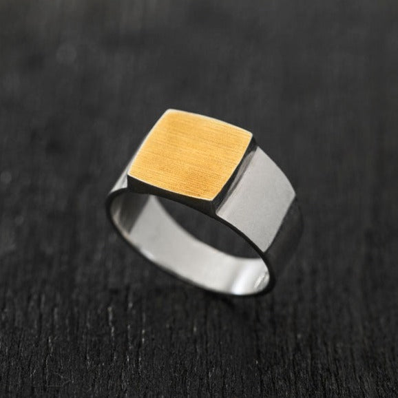 Integrated Silver and Gold Signet Ring