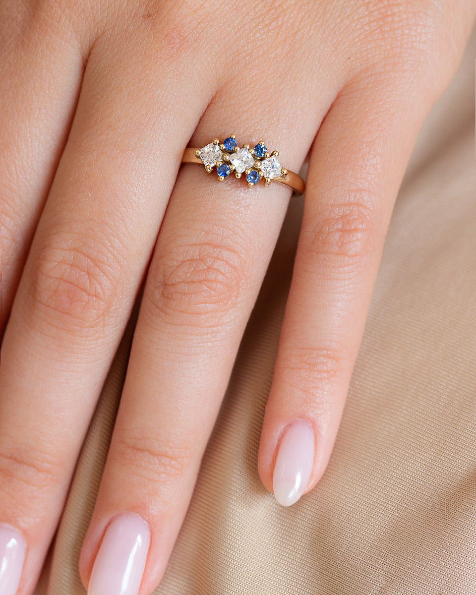 Secret Poison Diamond and Sapphire Ring with Lab Grown Diamonds