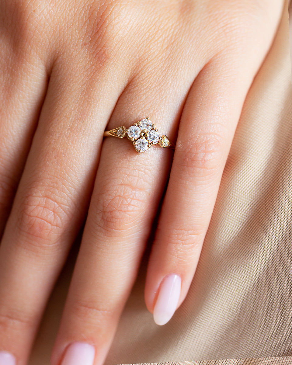 Reut B Extra Kite Shaped Engagement Ring with Natural Diamonds