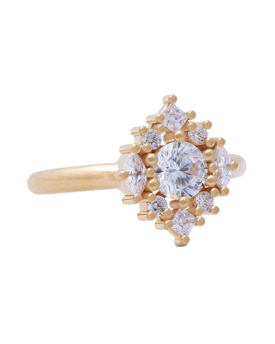 Rose Diamond Cluster Ring with Natural Diamonds