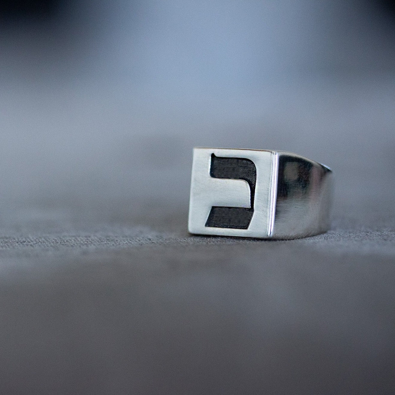 Hebrew Letter KHAF Signet Ring  טבעת חותם האות כ"ף