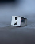 Hebrew Letter NOON Signet Ring  טבעת חותם האות נו"ן