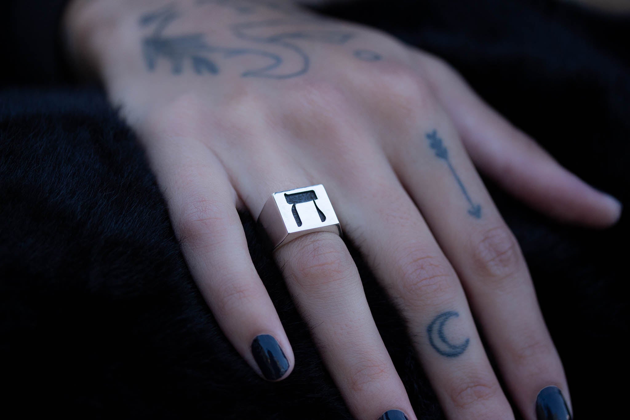 Hebrew Letter HET Signet Ring  טבעת חותם האות חי"ת