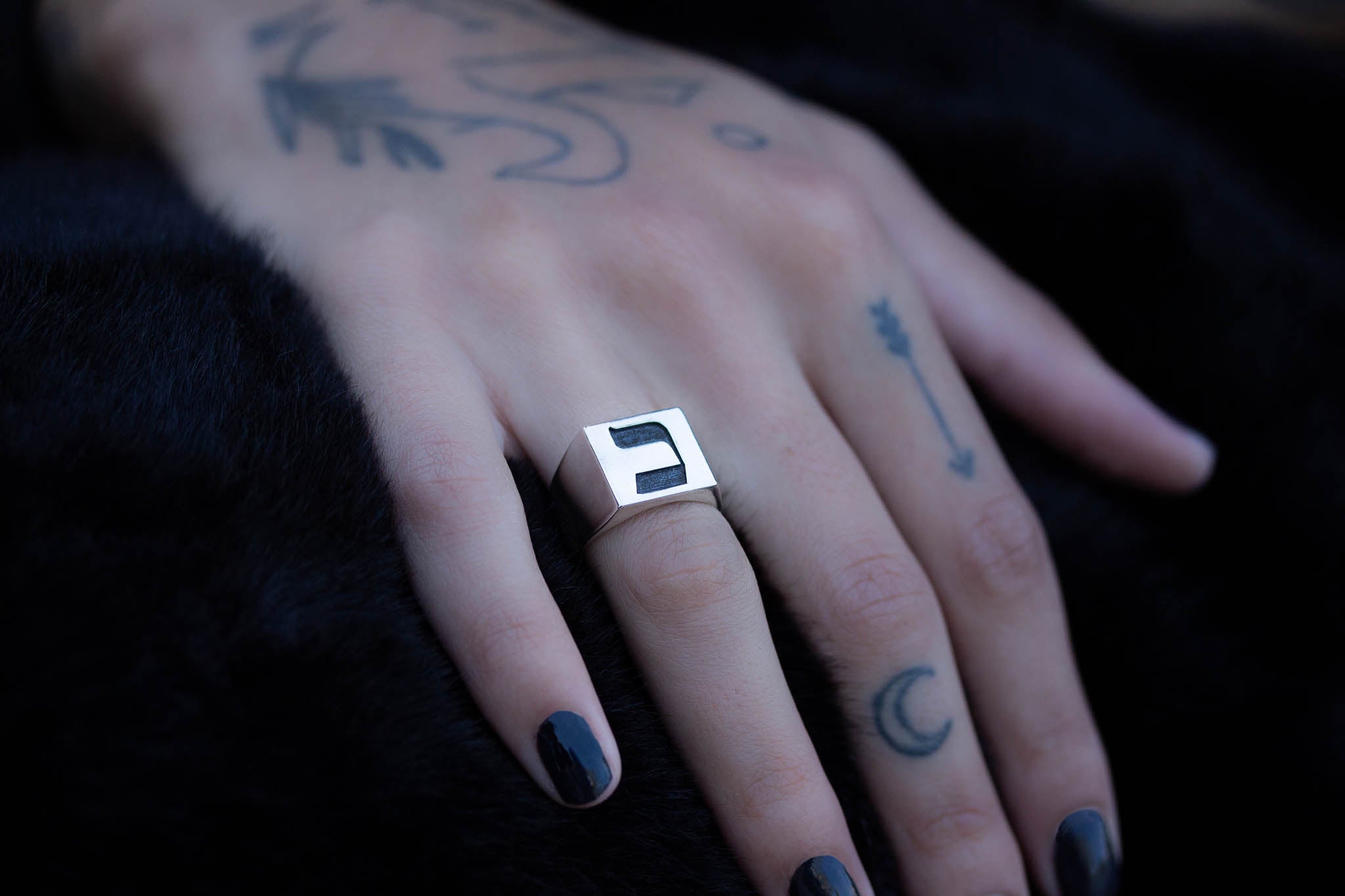 Hebrew Letter KHAF Signet Ring  טבעת חותם האות כ"ף