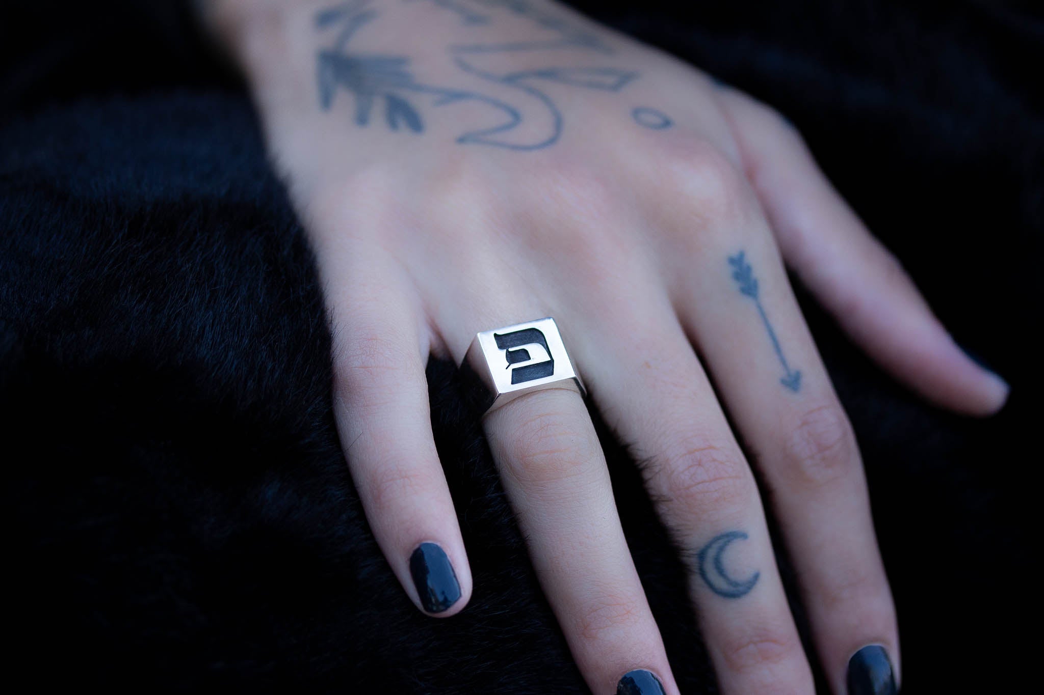 Hebrew Letter PEY Signet Ring טבעת חותם האות פ"א