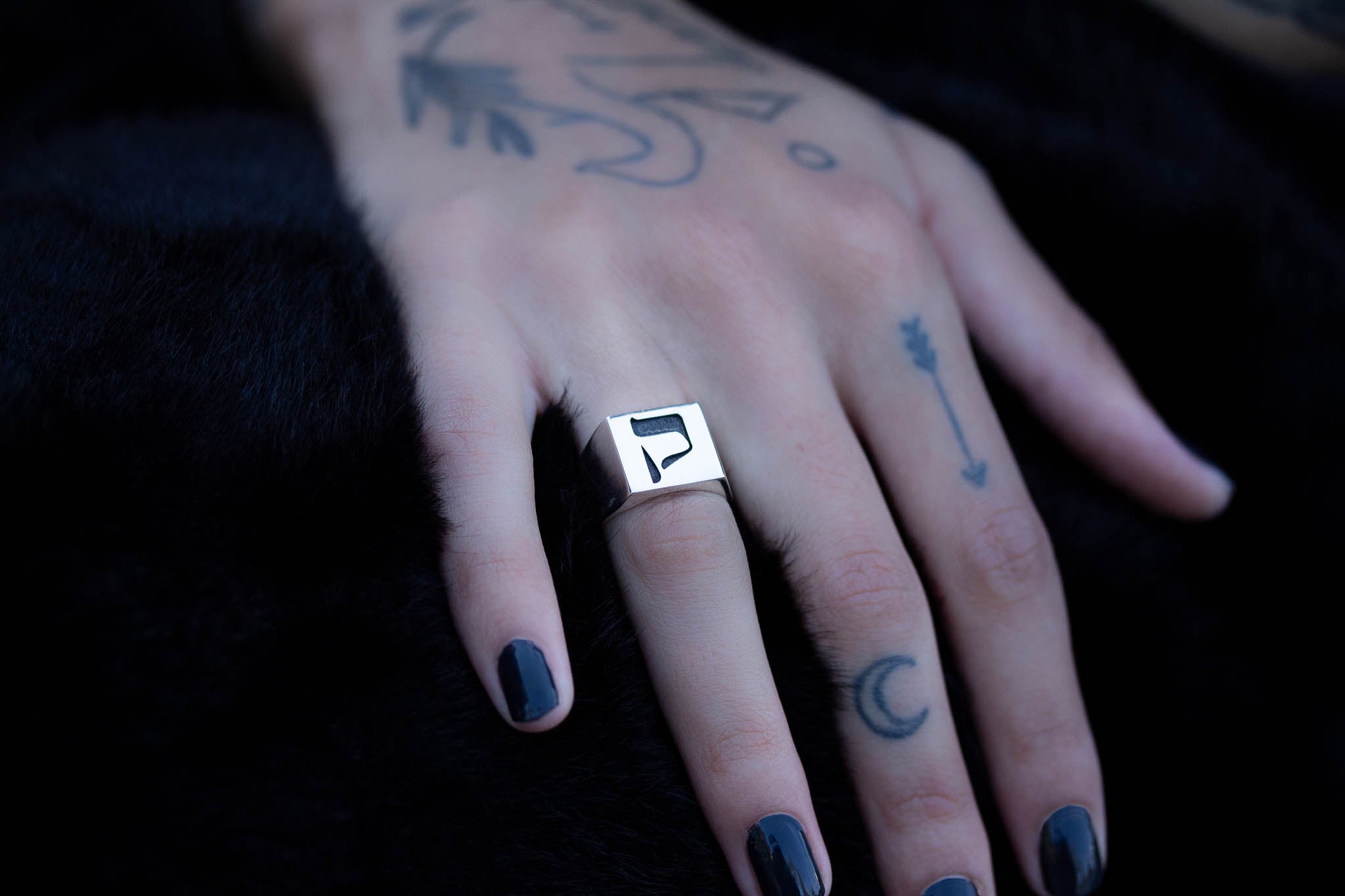 Hebrew Letter KOF Signet Ring טבעת חותם האות קו"ף