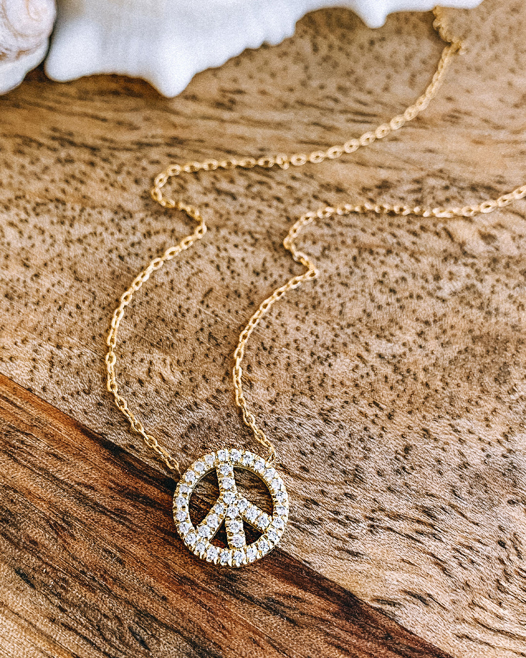 Peace Sign Delicate Diamond Necklace