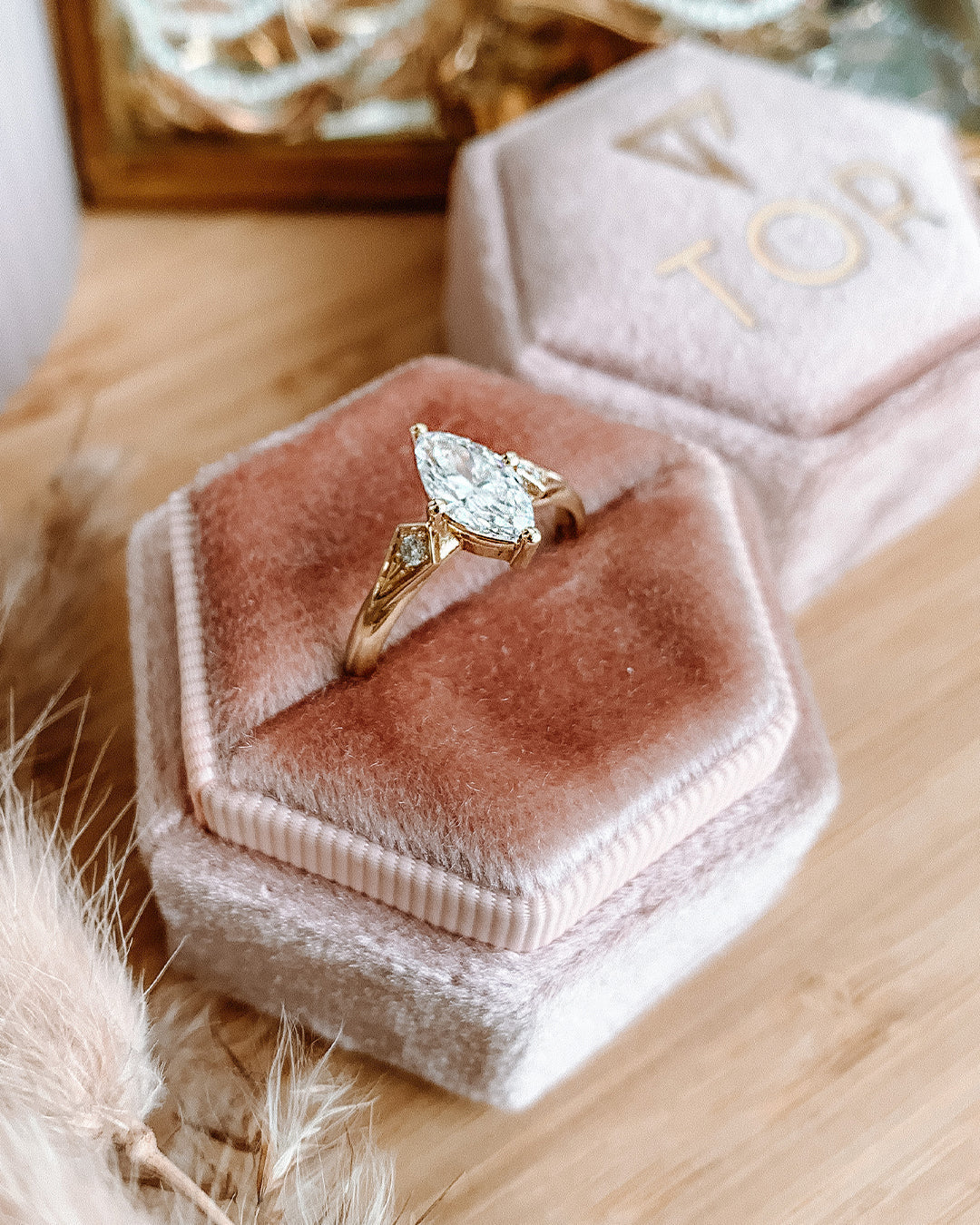 0.80 Carat Marquise Cut Diamond Engagement Ring with Lab Grown Diamonds