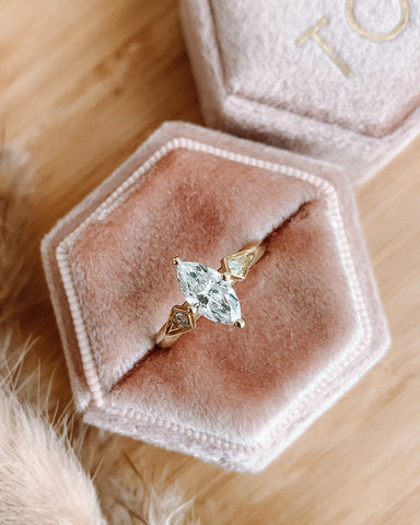 Pear Angel Diamond Ring with a Pear Cut Diamond