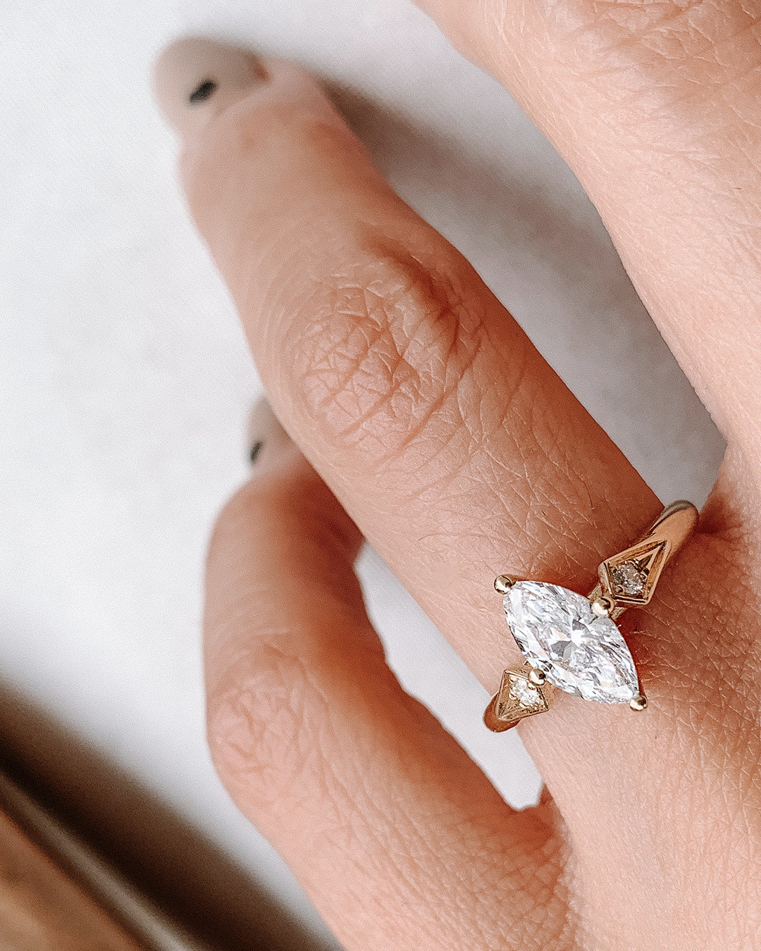 Marquise Cut Engagement Ring with Lab Grown Diamonds