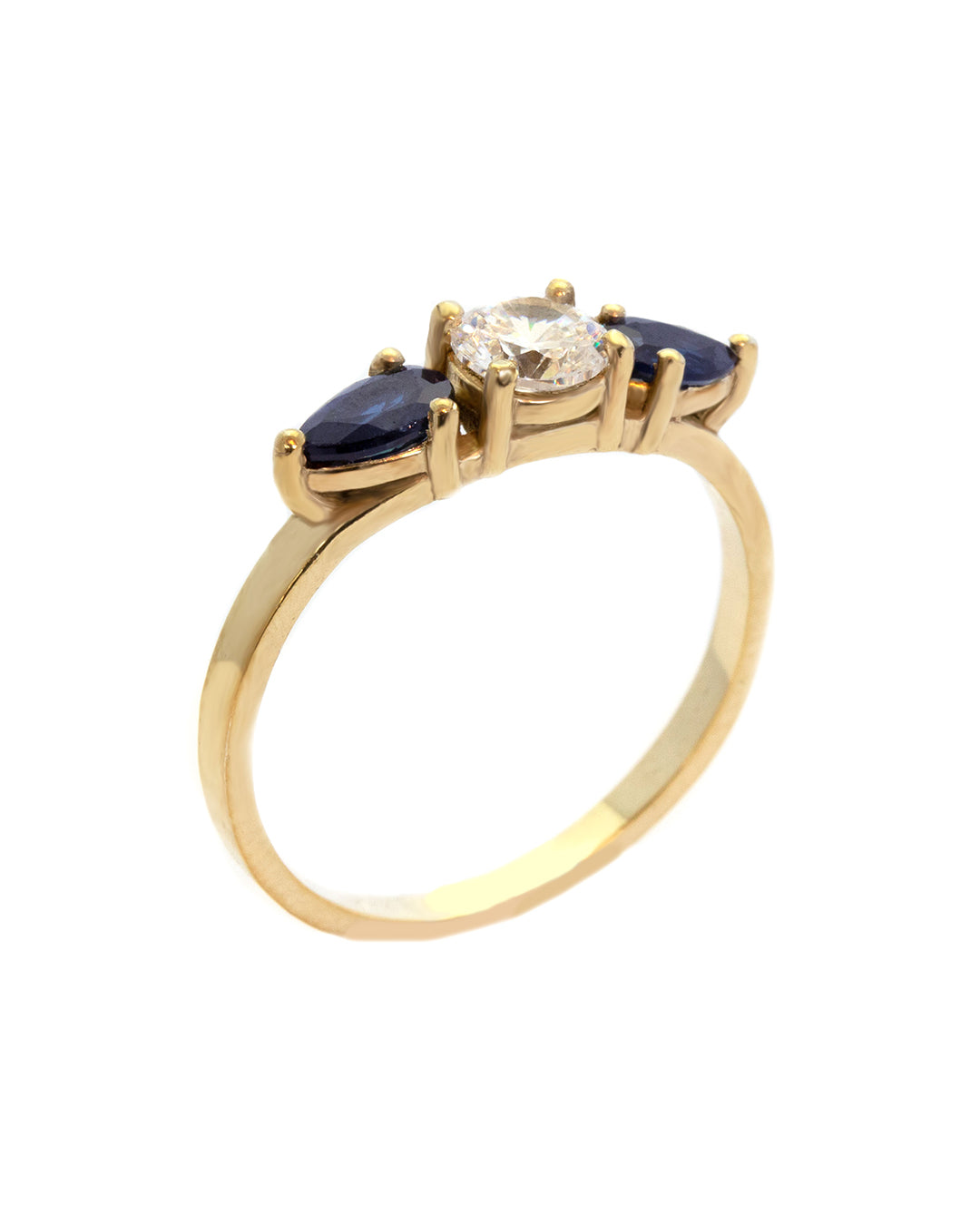 Blues Sapphire and Diamond Ring with a Lab Grown Diamond
