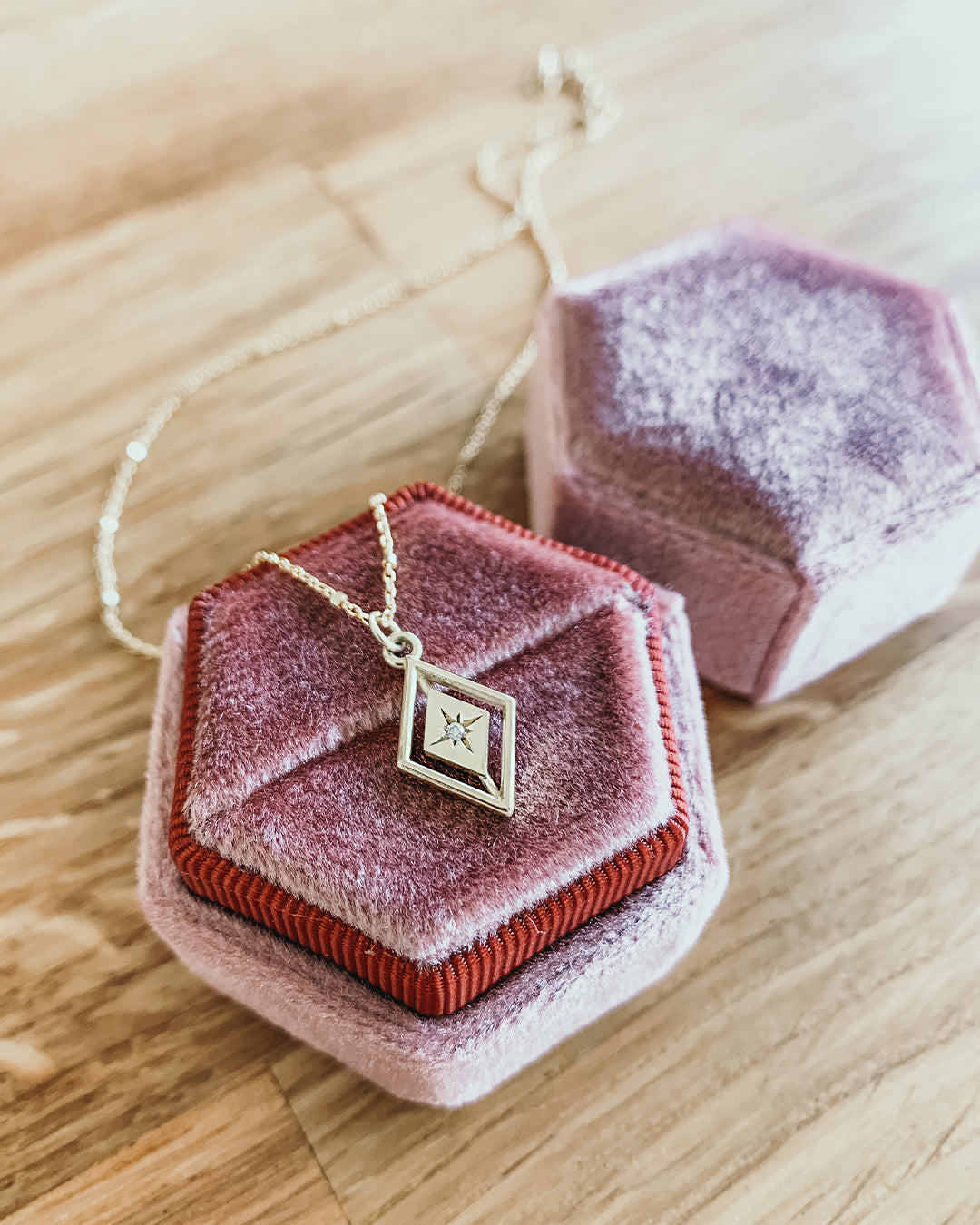 Grace Kite Shaped Gold Pendent with a Tiny Diamond