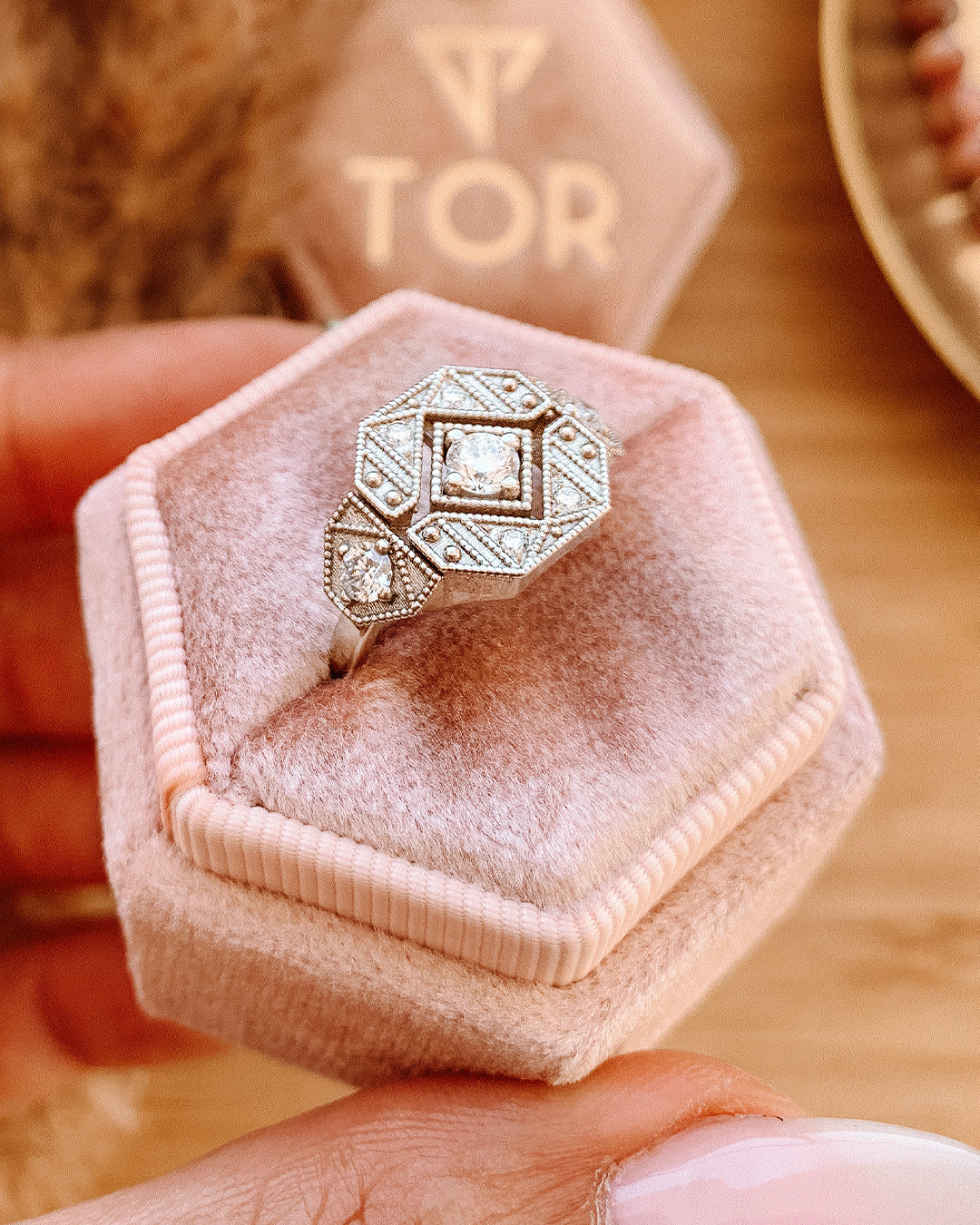 Lior XL 1920's Diamond Ring with Natural Diamonds