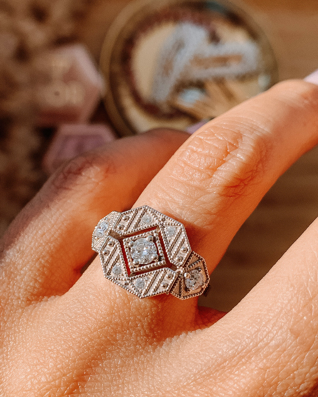 Lior XL 1920's Diamond Ring with Lab Grown Diamonds