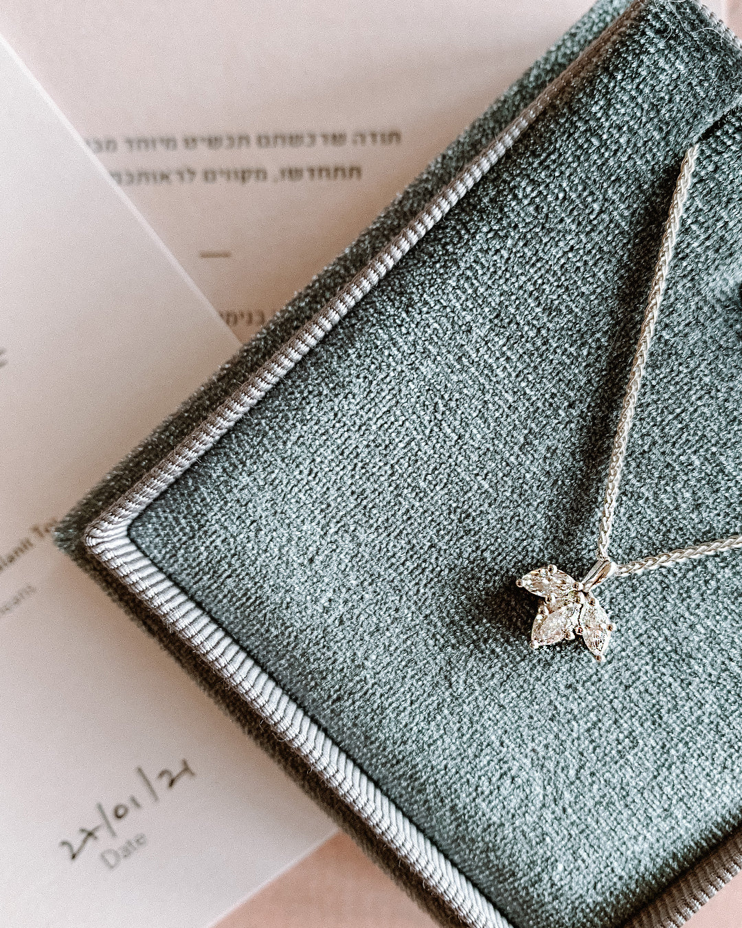 Lotus Shaped Diamond Necklace with Natural Marquise Cut Diamonds