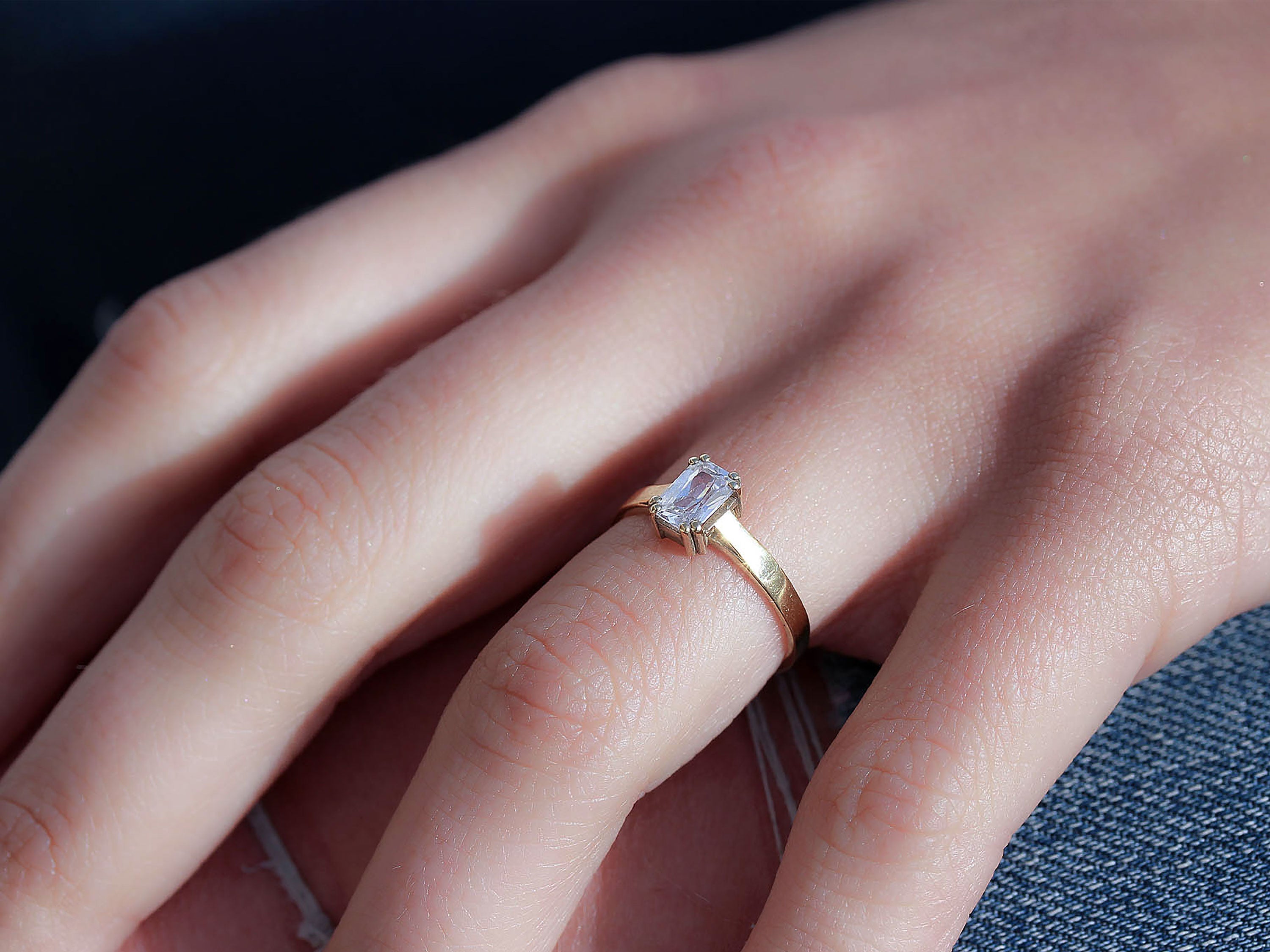 Mering Ring with a Lab Grown Emerald Cut Diamond