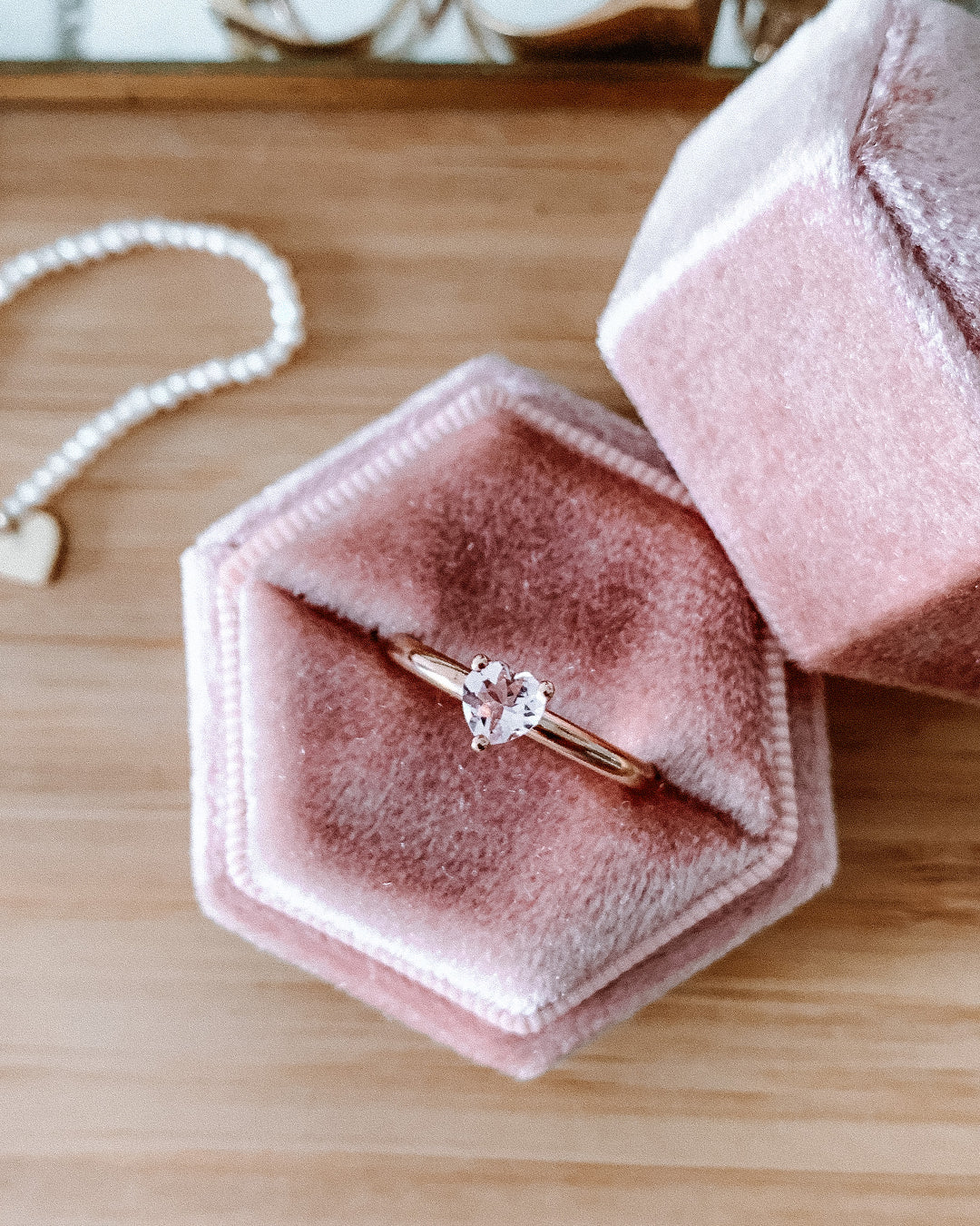 Pink Heart Cut Morganite Ring