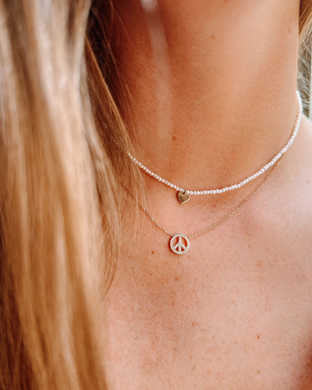 Peace Sign Delicate Diamond Necklace