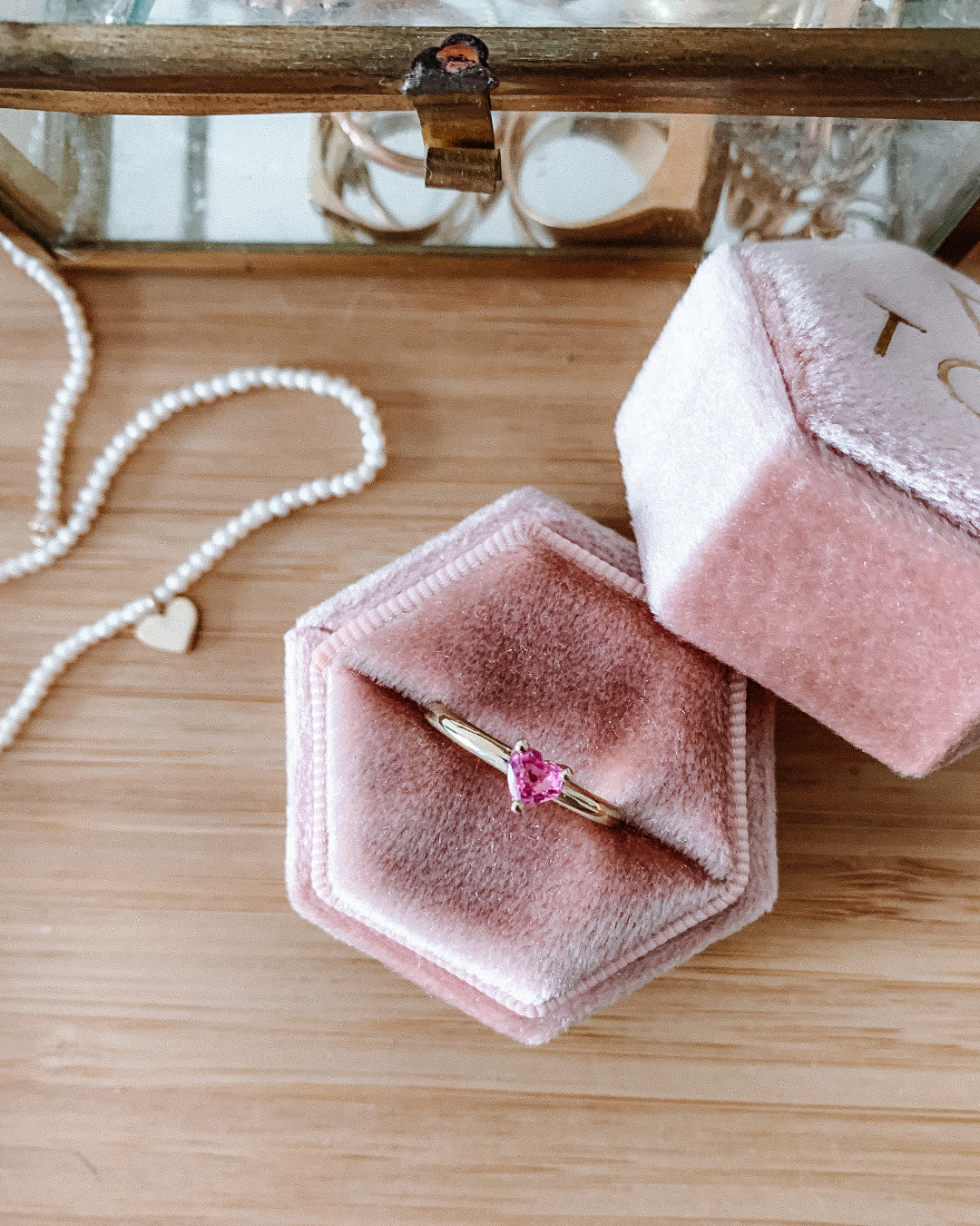 Pink Heart Cut Sapphire Ring