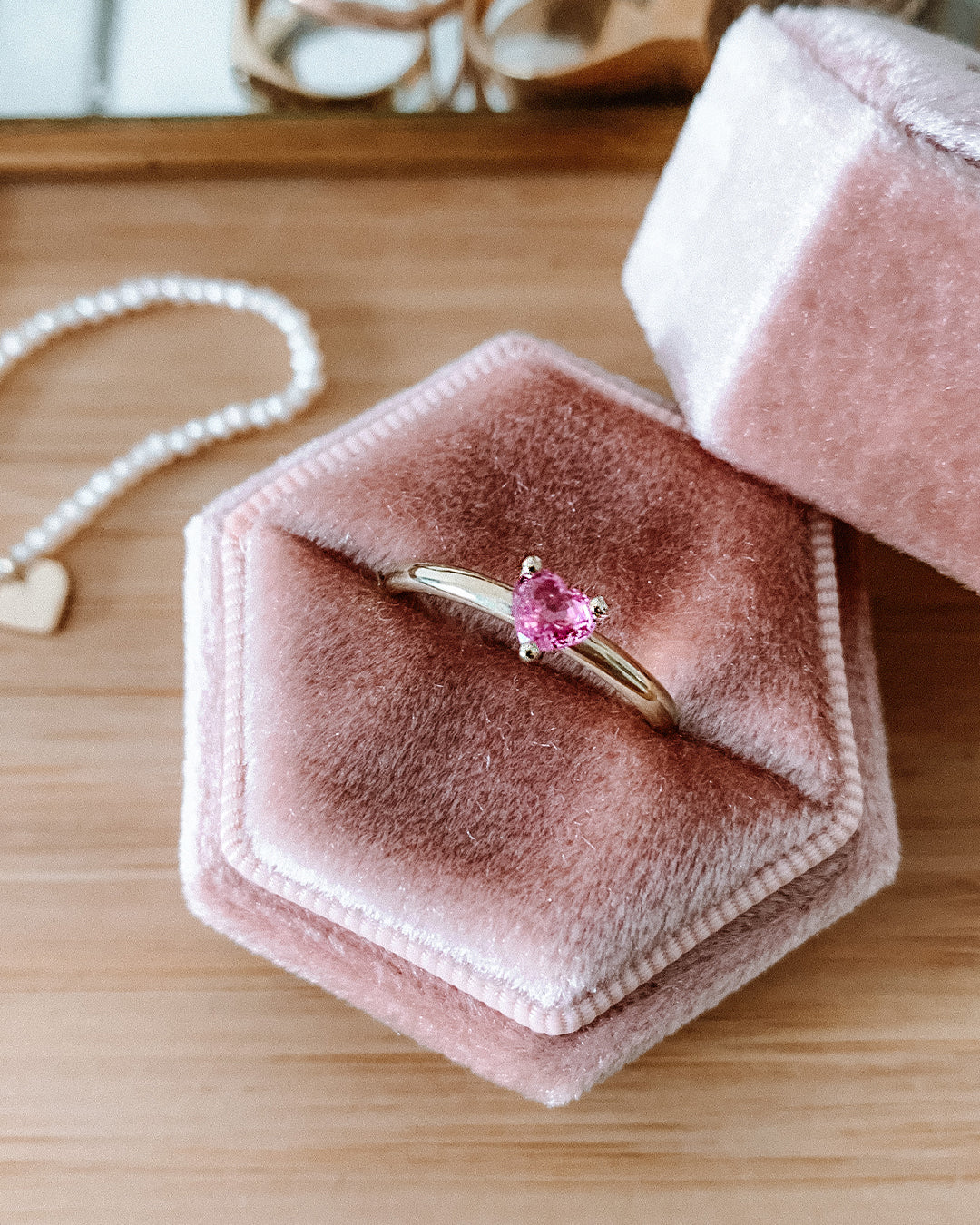 Pink Heart Cut Sapphire Ring