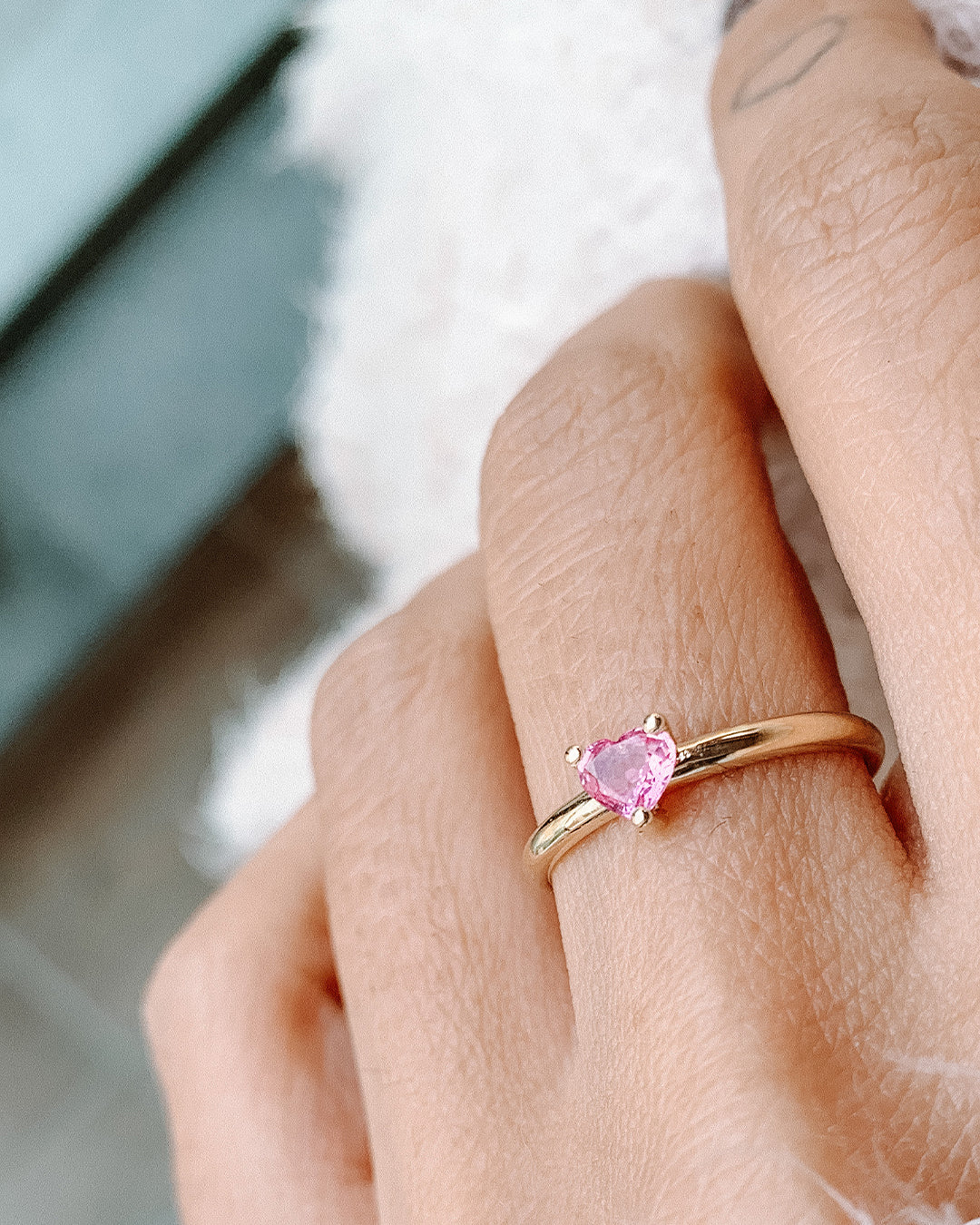 Pink Heart Cut Sapphire Ring