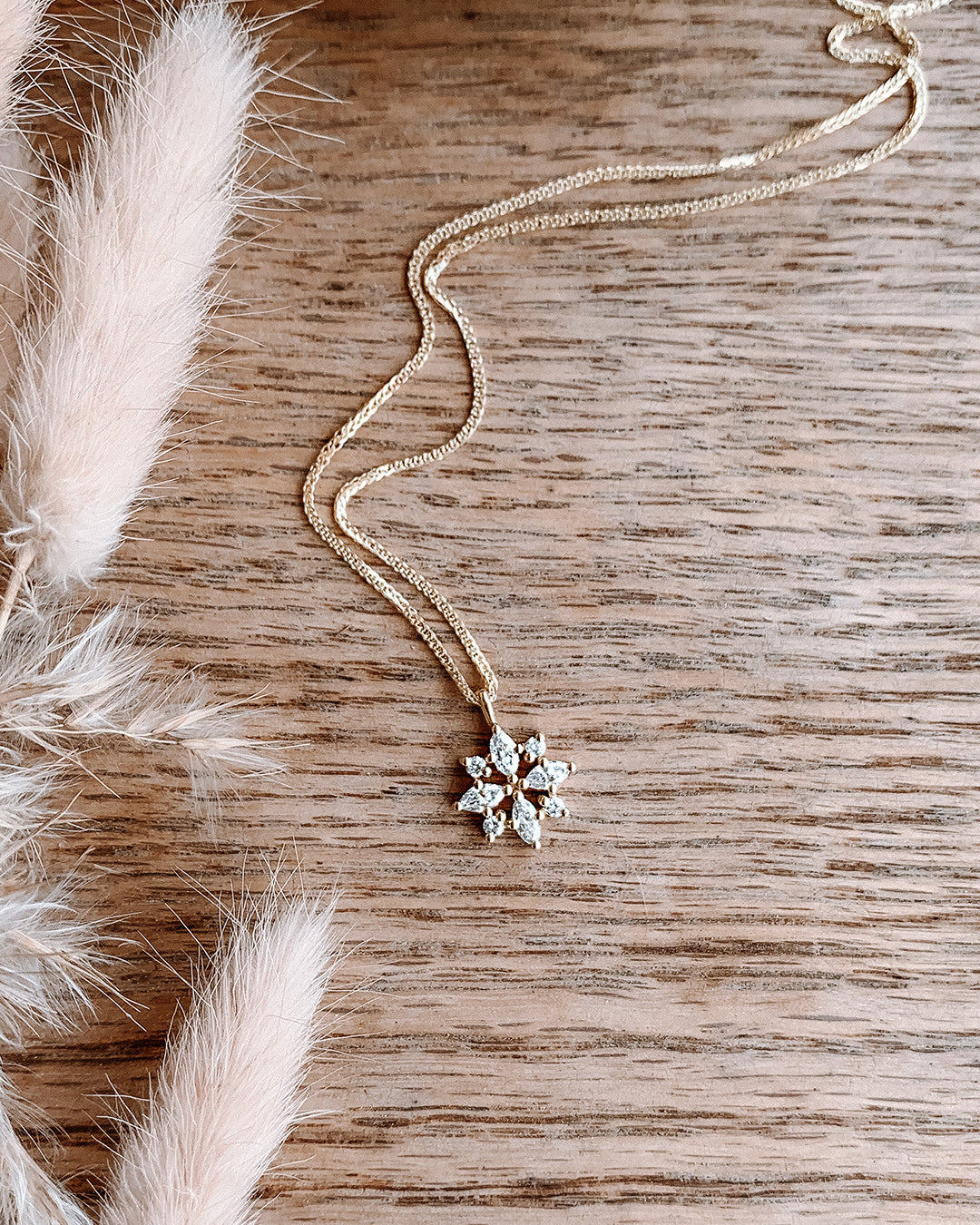 Diamond Snowflake Necklace with Natural Diamonds