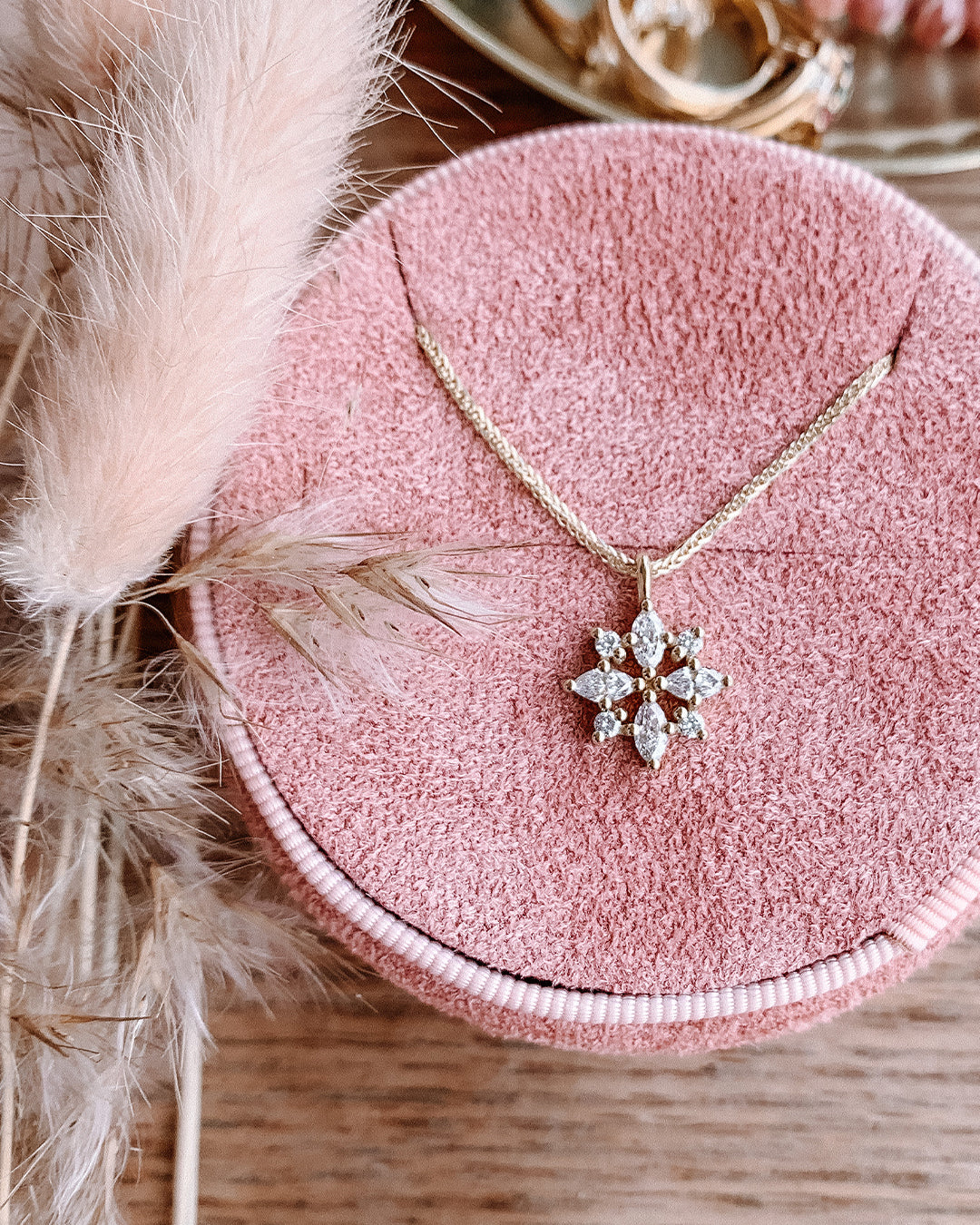 Diamond Snowflake Necklace with Natural Diamonds