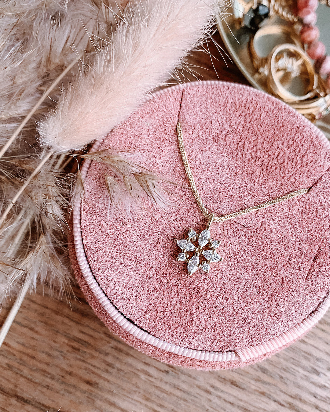 Diamond Snowflake Necklace with Natural Diamonds