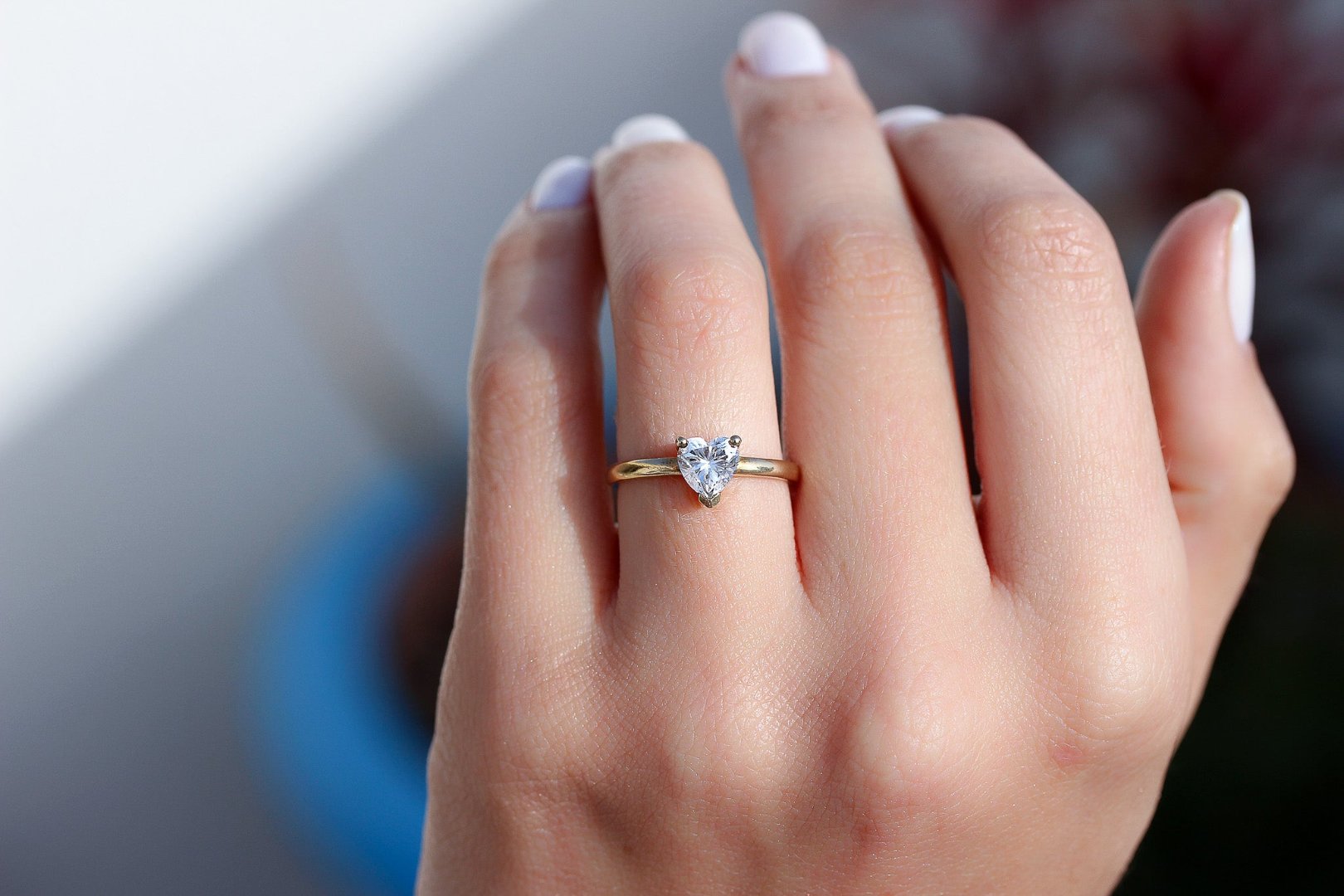 White Heart Cut Diamond Ring with a Lab Grown Diamond