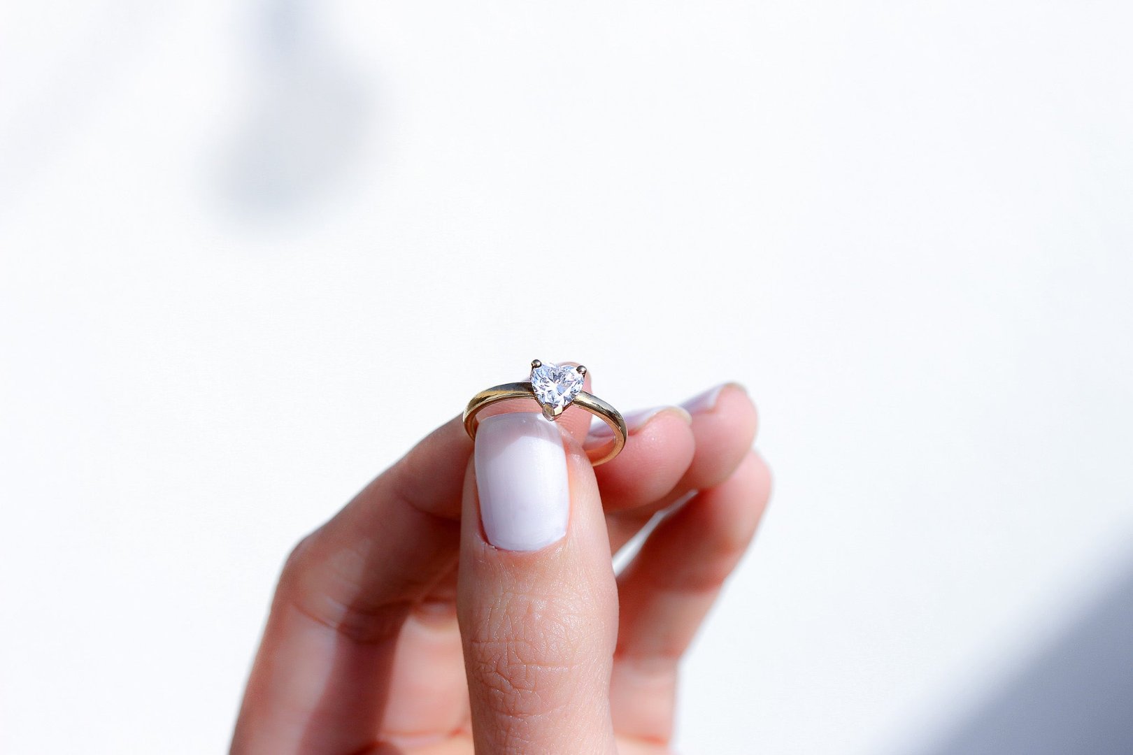 White Heart Cut Diamond Ring with a Lab Grown Diamond