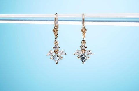 Star Dust Kite Shaped Diamond Earrings