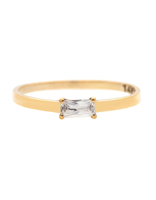 French Diamond Ring with Baguette Cut Diamond