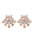 Audrey Diamond Cluster Earrings with Tapered Baguette Natural Diamonds