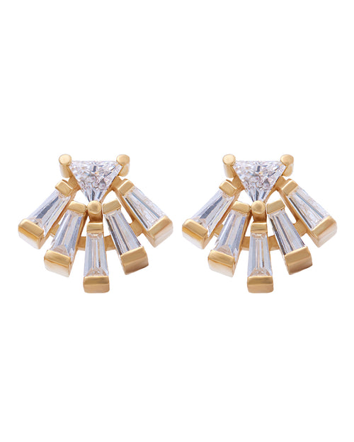 Audrey Diamond Cluster Earrings with Tapered Baguette Natural Diamonds