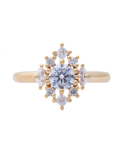 Rose Diamond Cluster Ring with Lab Grown Diamonds and Natural Diamonds