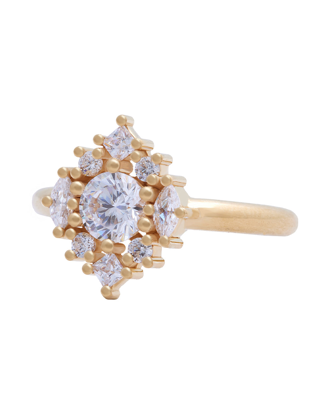 Rose Diamond Cluster Ring with Lab Grown Diamonds and Natural Diamonds