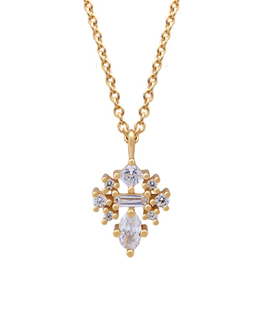 Grace Kite Shaped Gold Pendent with a Tiny Diamond