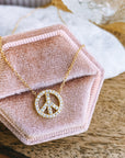Peace Sign Delicate Diamond Necklace