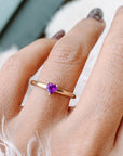 Purple Heart Cut Amethyst Ring