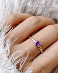 Purple Heart Cut Amethyst Ring